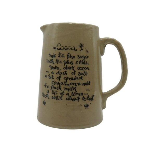 Stoneware Jug With Cocoa Recipe Pearsons Chesterfield England 7" Tall - Picture 1 of 10